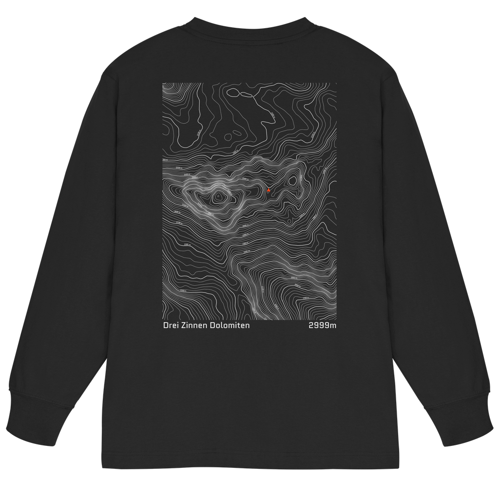 Drei Zinnen Dolomiten Höhenlinien Oversized Longsleeve (Unisex)