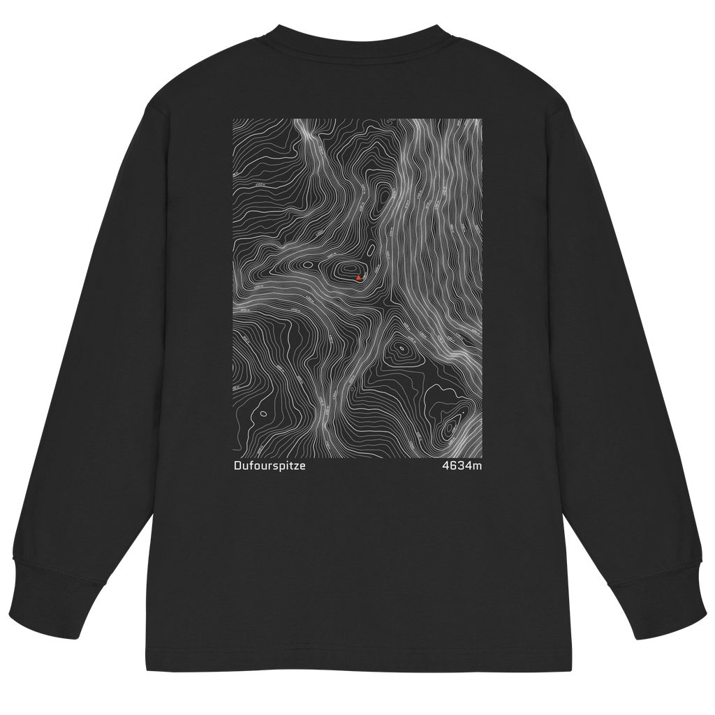 Dufourspitze Höhenlinien Oversized Longsleeve (Unisex)