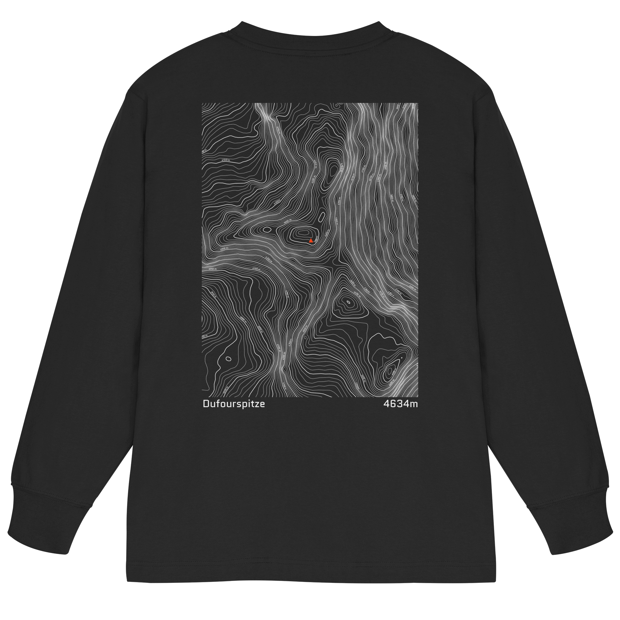 Dufourspitze Höhenlinien Oversized Longsleeve (Unisex)