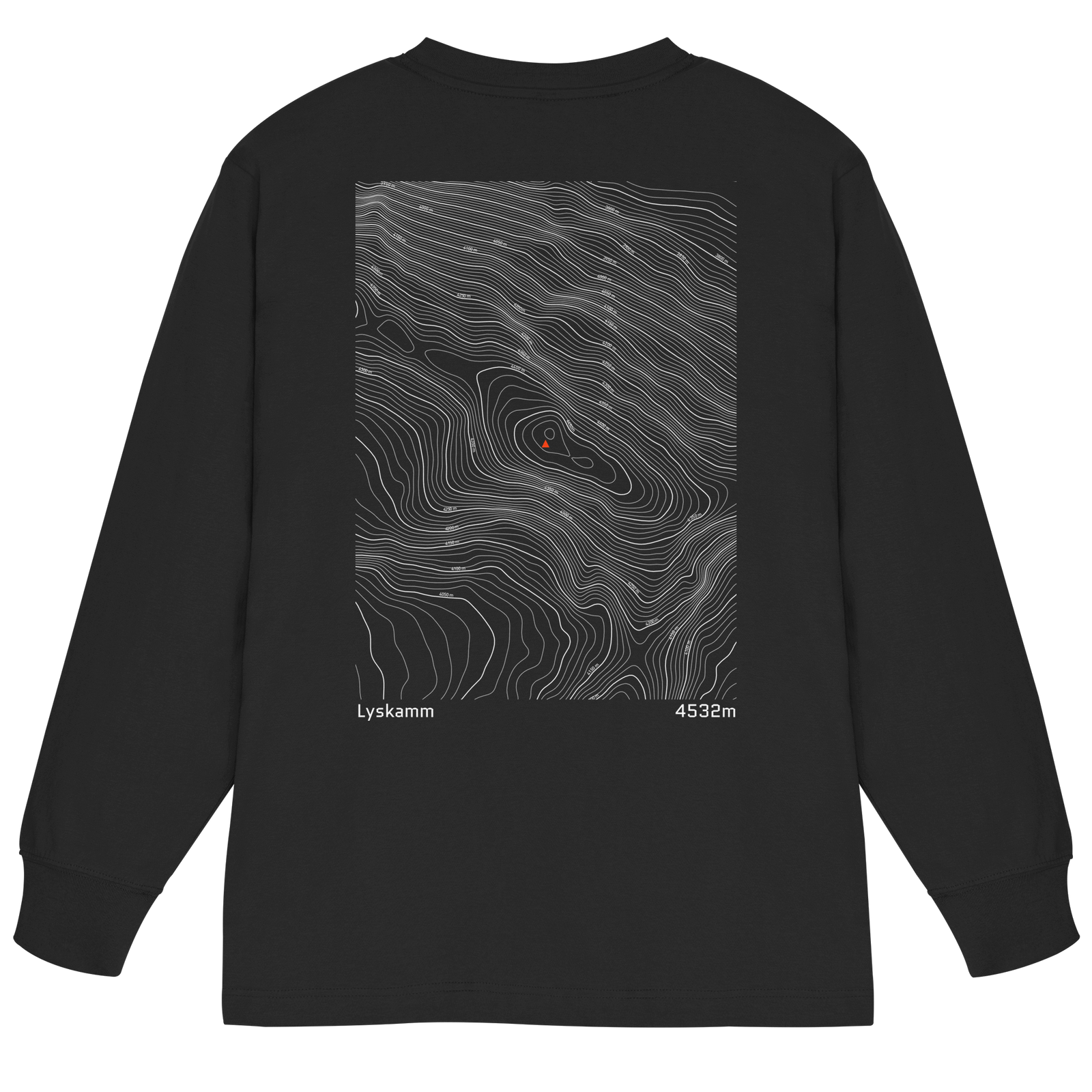 Lyskamm Höhenlinien Oversized Longsleeve (Unisex)