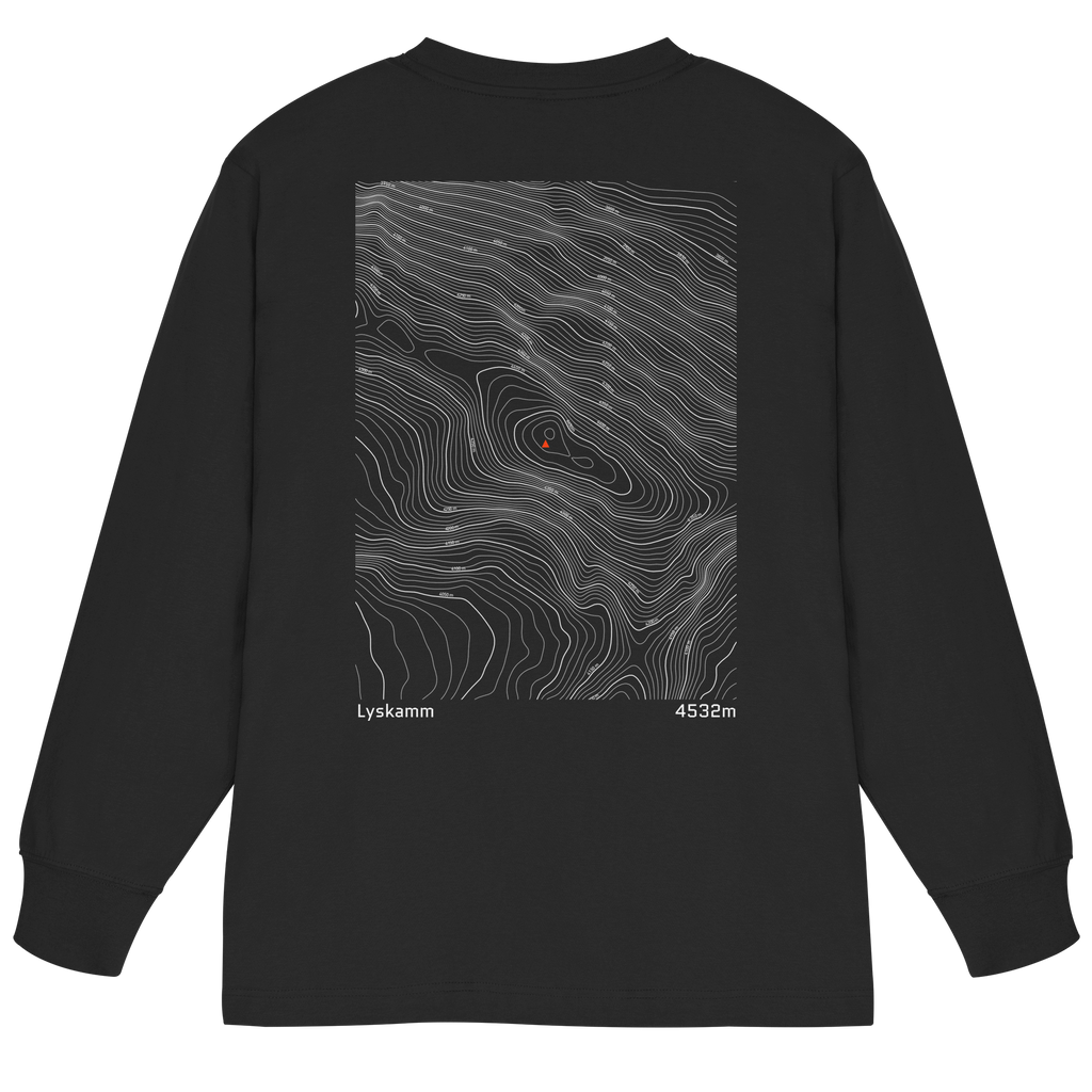 Lyskamm Höhenlinien Oversized Longsleeve (Unisex)
