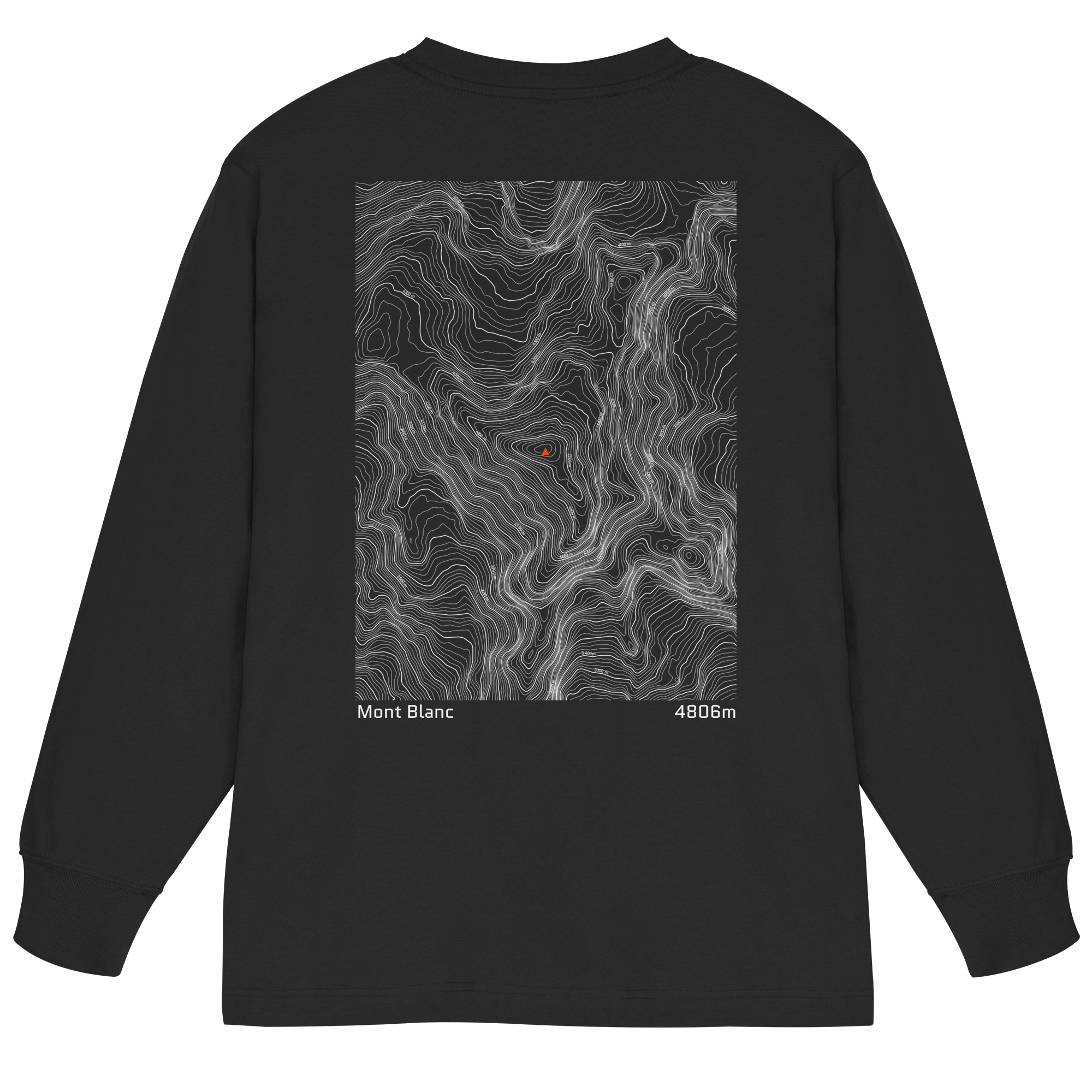 Mont Blanc Höhenlinien Oversized Longsleeve (Unisex)