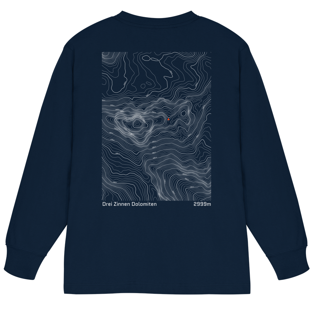 Drei Zinnen Dolomiten Höhenlinien Oversized Longsleeve (Unisex)