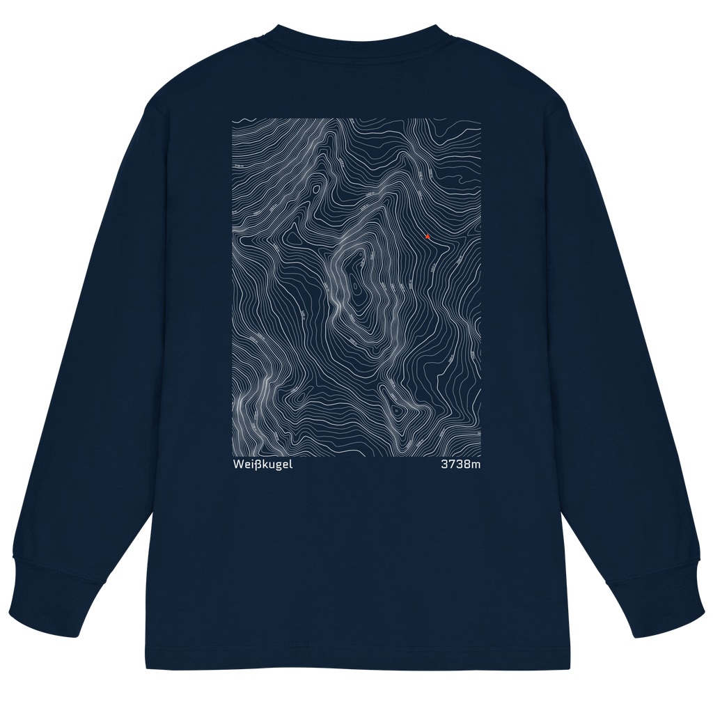 Weißkugel Höhenlinien Oversized Longsleeve (Unisex)