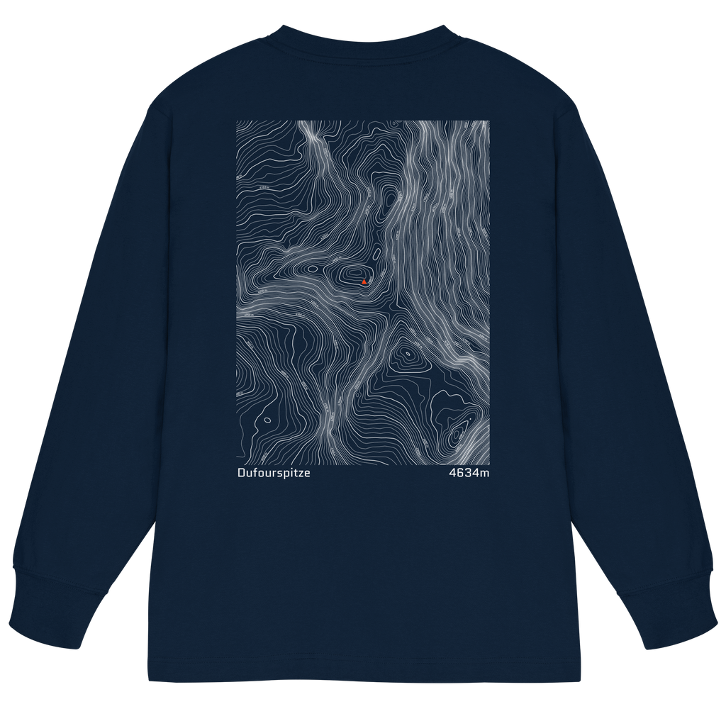 Dufourspitze Höhenlinien Oversized Longsleeve (Unisex)