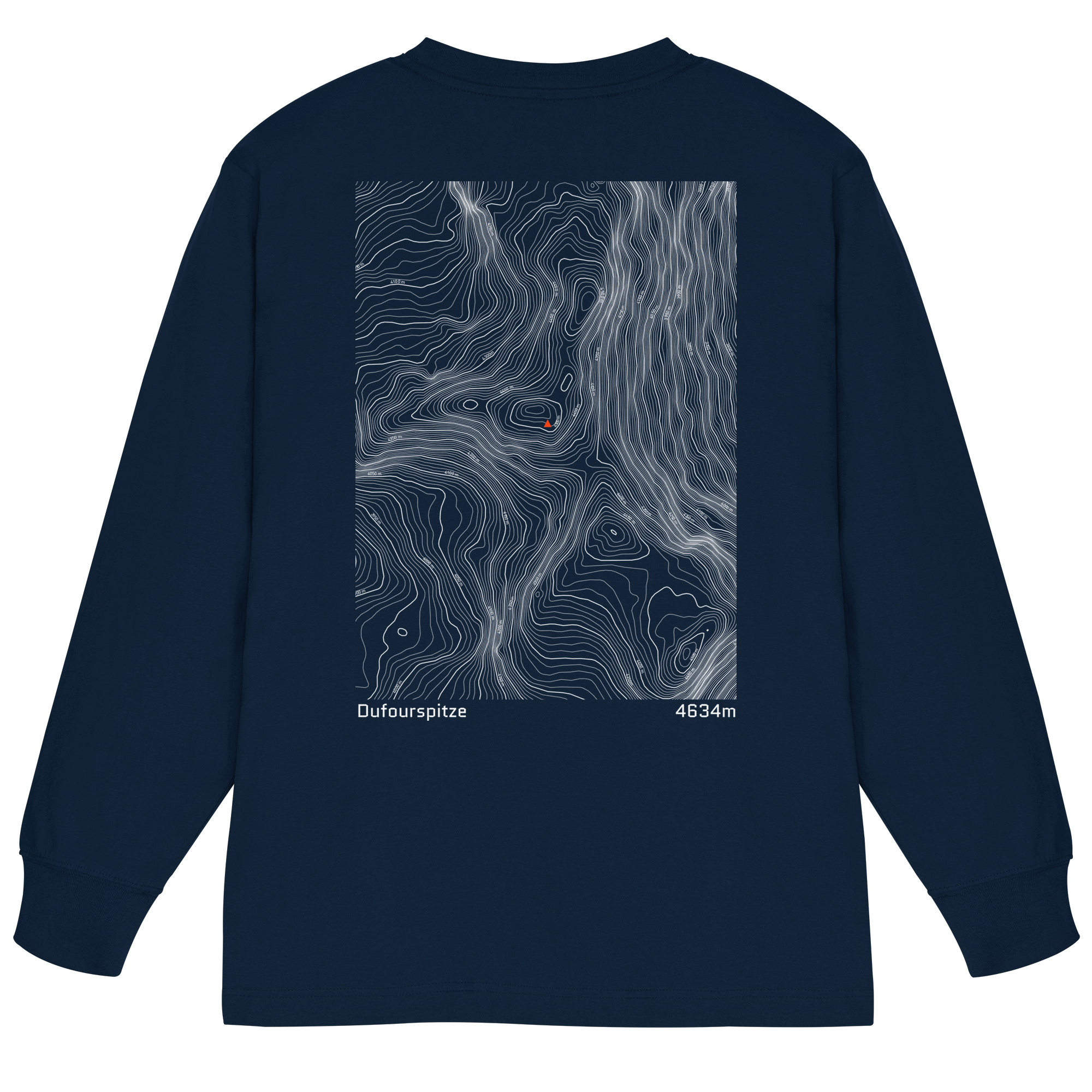Dufourspitze Höhenlinien Oversized Longsleeve (Unisex)