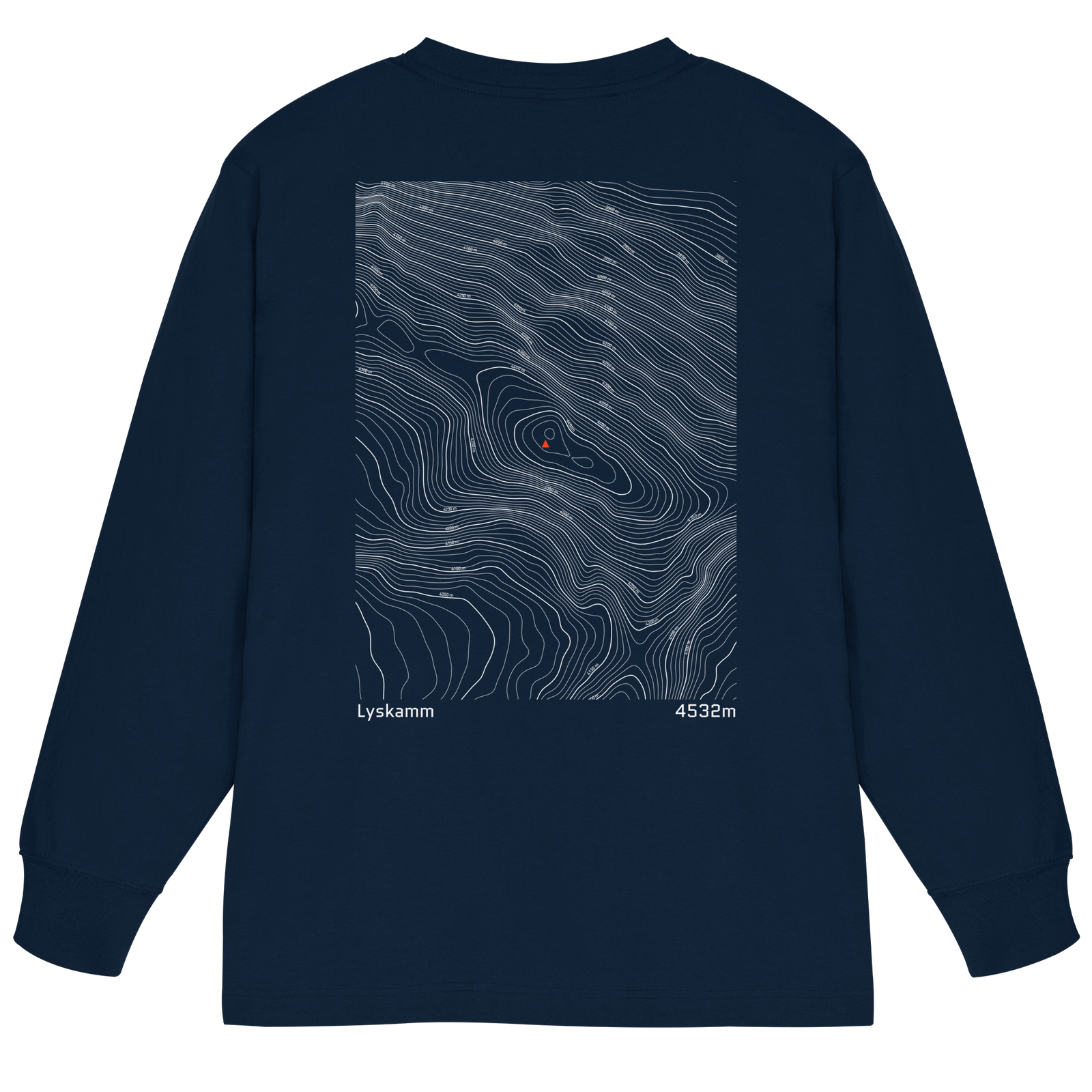 Lyskamm Höhenlinien Oversized Longsleeve (Unisex)