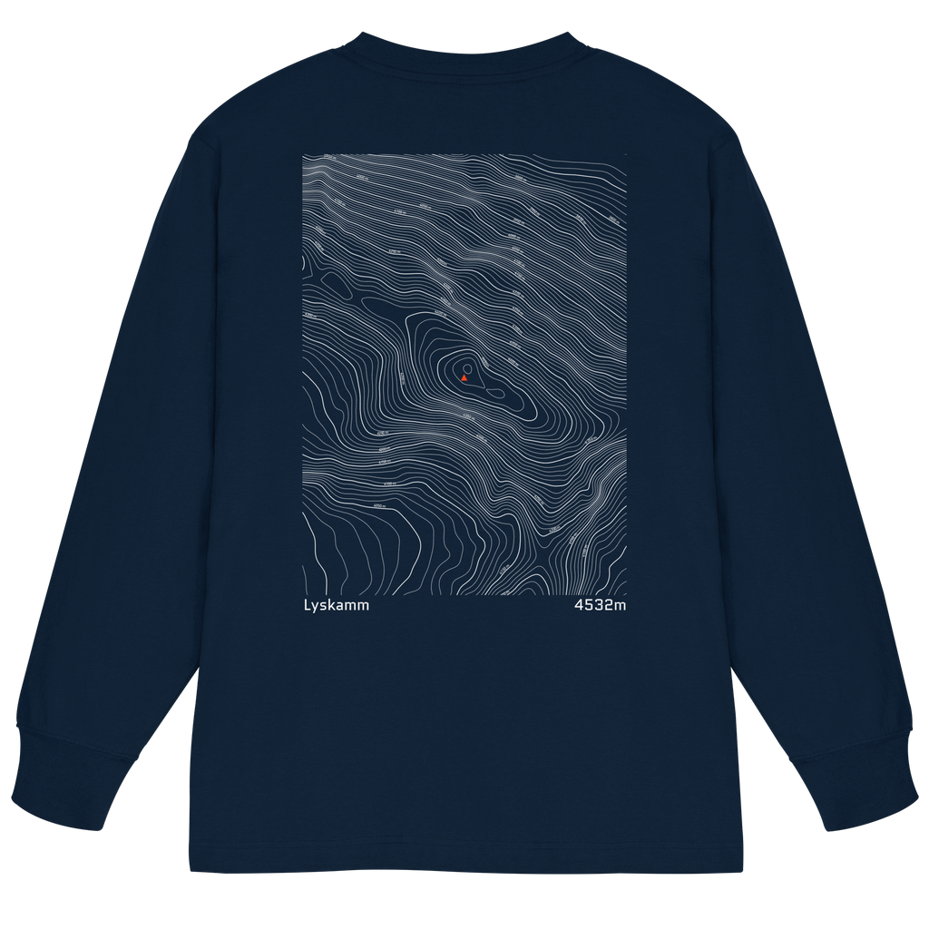 Lyskamm Höhenlinien Oversized Longsleeve (Unisex)