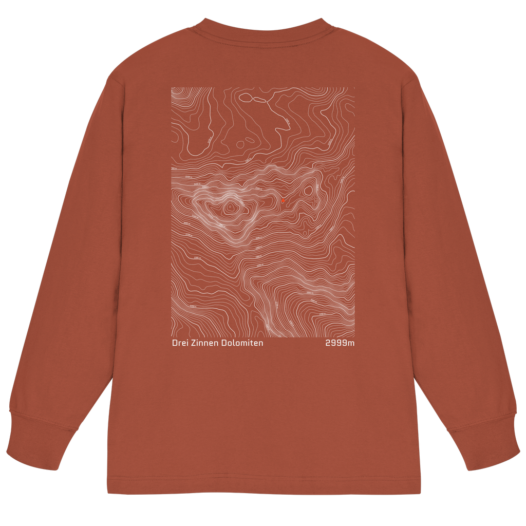 Drei Zinnen Dolomiten Höhenlinien Oversized Longsleeve (Unisex)