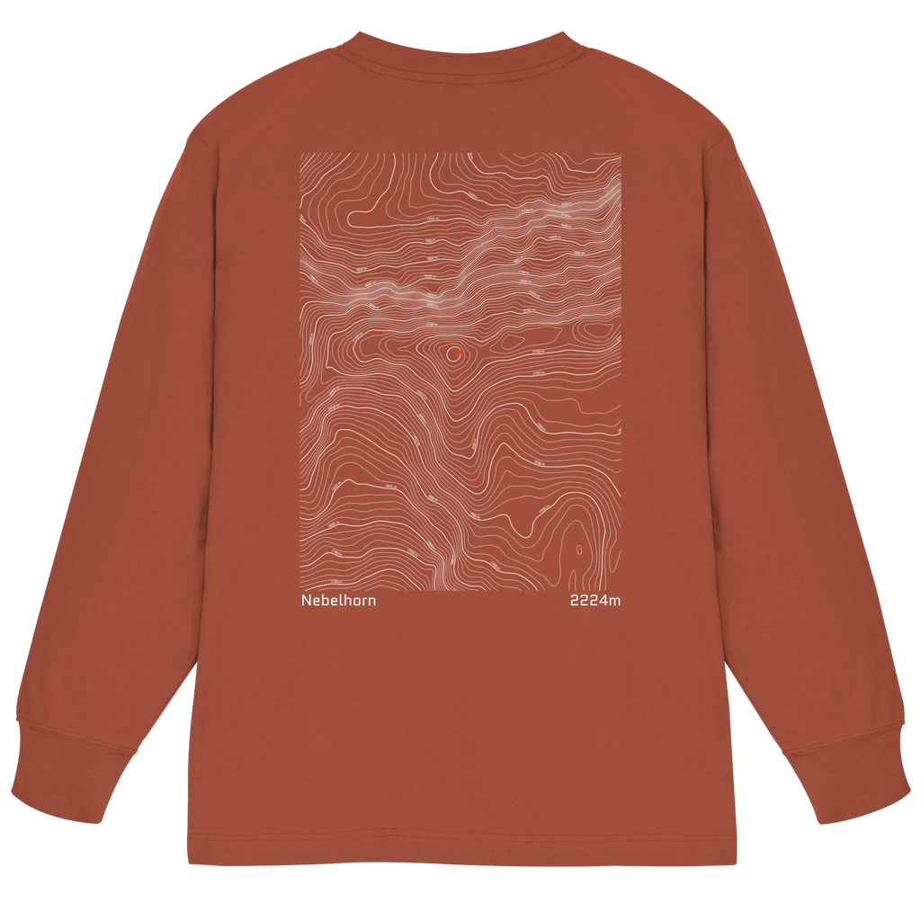 Nebelhorn Höhenlinien Oversized Longsleeve (Unisex)
