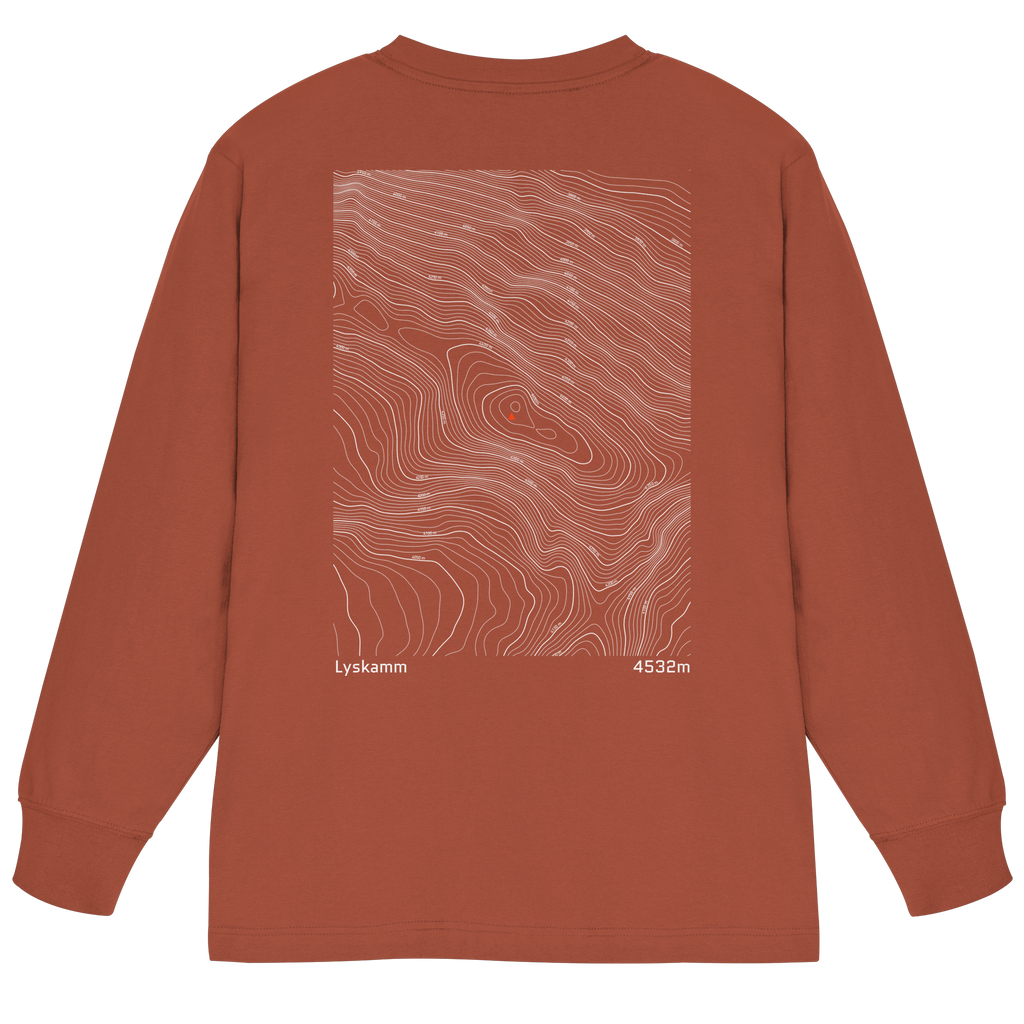 Lyskamm Höhenlinien Oversized Longsleeve (Unisex)